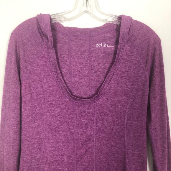 Zella Long Sleeve Scoop Neck Hooded Purple Athletic Top Size S - Picture 2 of 10